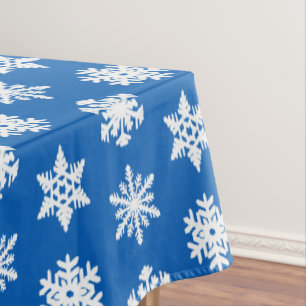 Ikat Snowflakes - Cobalt blue and white Tablecloth