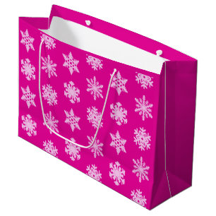 Ikat Snowflakes - Fuchsia and ice pink Large Gift Bag