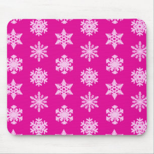 Ikat Snowflakes - Fuchsia and ice pink Mouse Pad