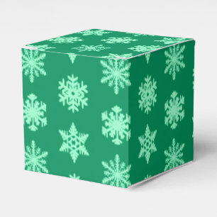 Ikat Snowflakes - Pine and mint green Favour Box