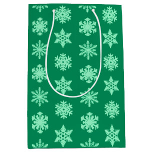 Ikat Snowflakes - Pine and mint green Medium Gift Bag