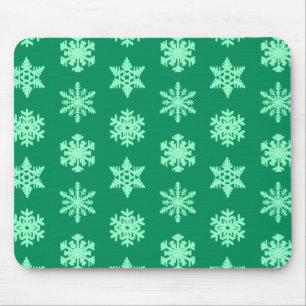 Ikat Snowflakes - Pine and mint green Mouse Pad