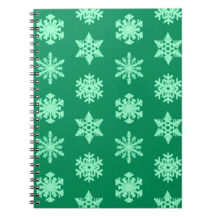 Ikat Snowflakes - Pine and mint green Spiral Notebook