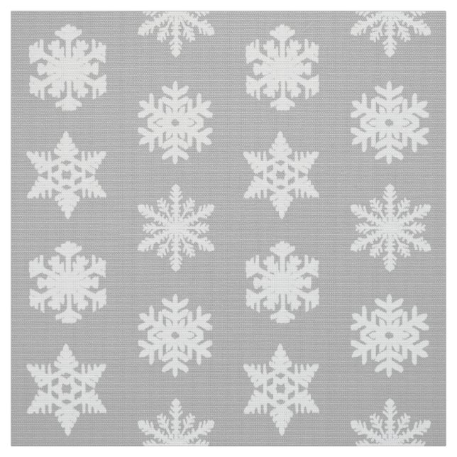 Ikat Snowflakes - Silver grey and white Fabric (Swatch)