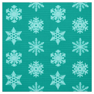Ikat Snowflakes - Turquoise and aqua Fabric