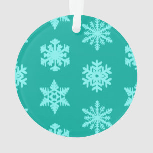 Ikat Snowflakes - Turquoise and aqua Ornament
