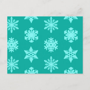 Ikat Snowflakes - Turquoise and aqua Postcard