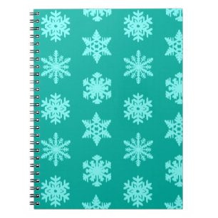 Ikat Snowflakes - Turquoise and aqua Spiral Notebook
