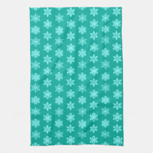 Ikat Snowflakes - Turquoise and aqua Tea Towel