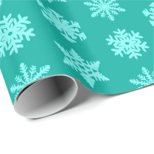 Ikat Snowflakes - Turquoise and aqua Wrapping Paper