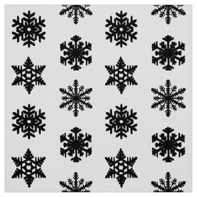 Ikat Snowflakes - White and black Fabric (Swatch)