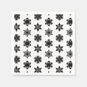 Ikat Snowflakes - White and black Napkin