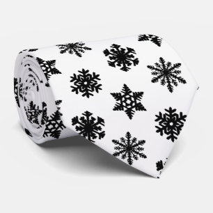 Ikat Snowflakes - White and black Tie