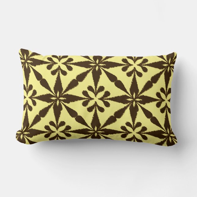 Ikat Star Pattern - Brown and Yellow Lumbar Cushion (Front)