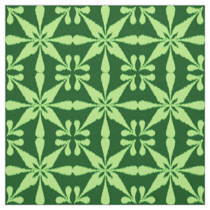 Ikat Star Pattern - Dark Green Fabric