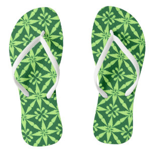 Ikat Star Pattern - Dark Green Jandals