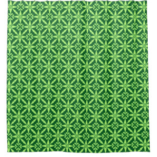 Ikat Star Pattern - Dark Green Shower Curtain