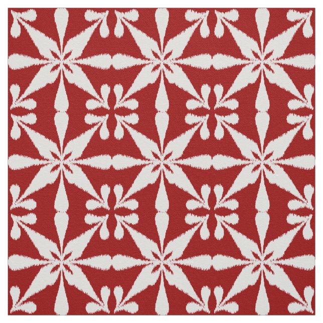 Ikat Star Pattern - Dark Red and White Fabric (Swatch)