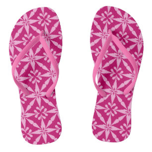 Ikat Star Pattern - Fuchsia Pink Jandals