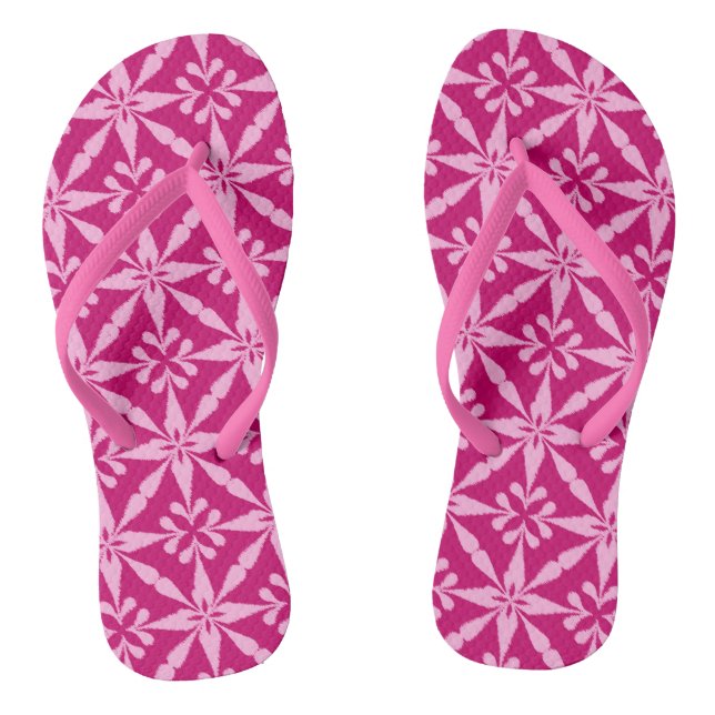 Ikat Star Pattern - Fuchsia Pink Jandals (Footbed)