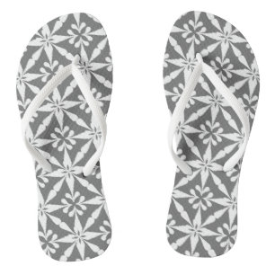 Ikat Star Pattern - Grey / Grey and White Jandals