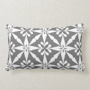 Ikat Star Pattern - Grey / Grey and White Lumbar Cushion