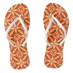 Ikat Star Pattern - Mandarin Orange Jandals
