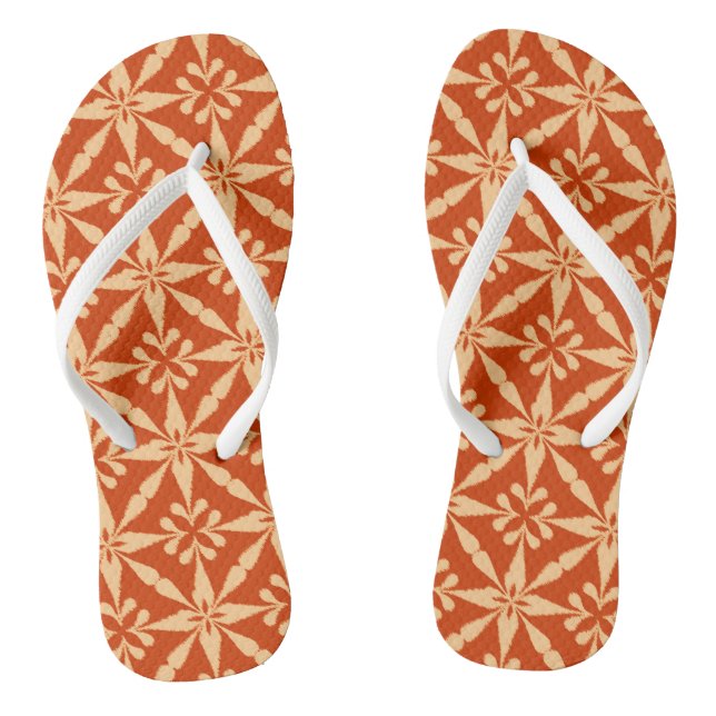 Ikat Star Pattern - Mandarin Orange Jandals (Footbed)
