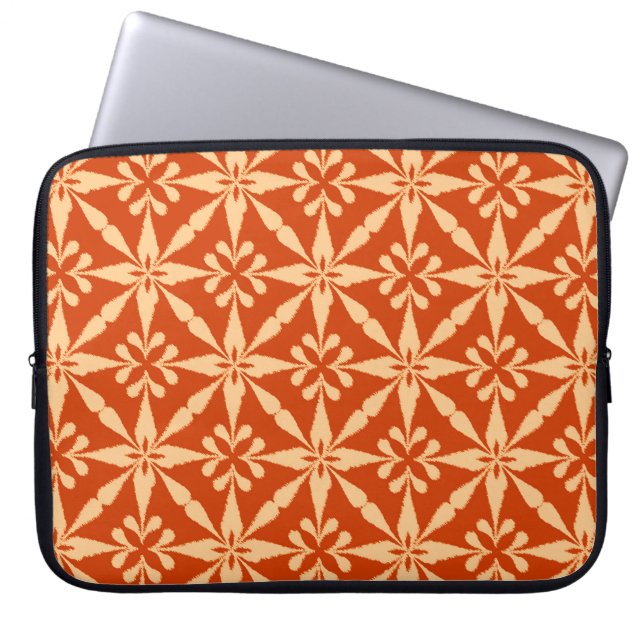 Ikat Star Pattern - Mandarin Orange Laptop Sleeve (Front)