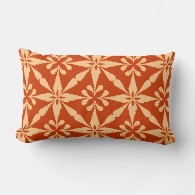 Ikat Star Pattern - Mandarin Orange Lumbar Cushion (Front)
