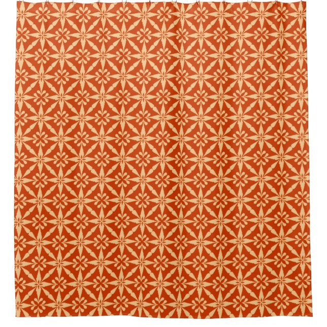 Ikat Star Pattern - Mandarin Orange Shower Curtain (Front)