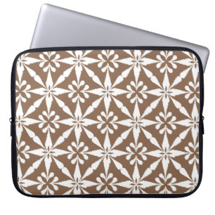 Ikat Star Pattern - Taupe Tan and White Laptop Sleeve