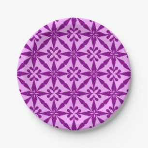 Ikat Star Pattern - Violet and Orchid Paper Plate
