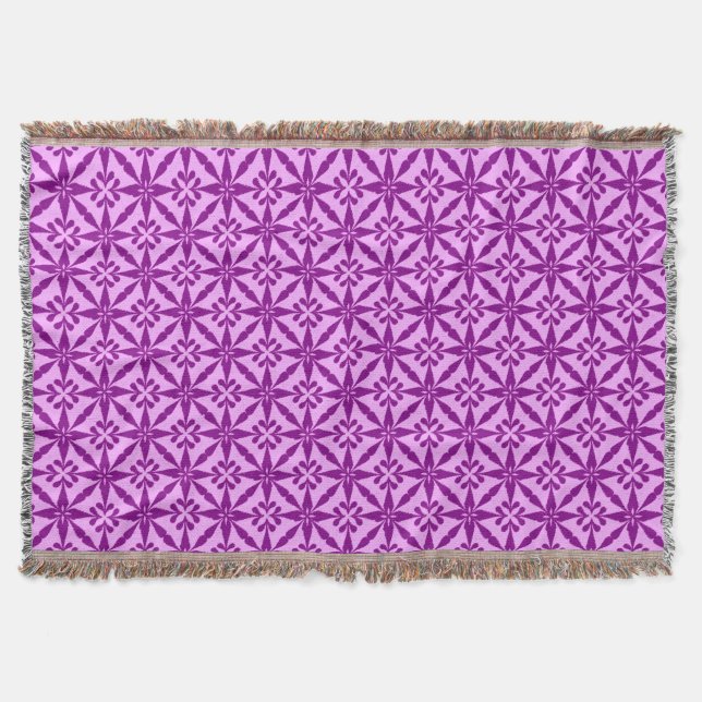Ikat Star Pattern - Violet and Orchid Throw Blanket (Front)