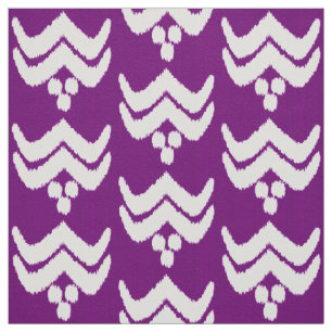 Ikat stylised floral - amethyst purple and white fabric