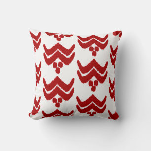 Ikat stylised floral - dark red and white cushion