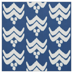 Ikat stylised floral - indigo blue and white fabric