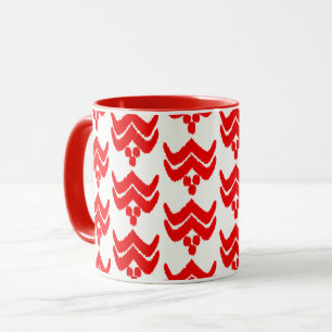 Ikat Stylized Floral - Red and White Mug