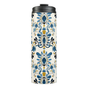 Ikat tie-dye, tribal watercolor thermal tumbler