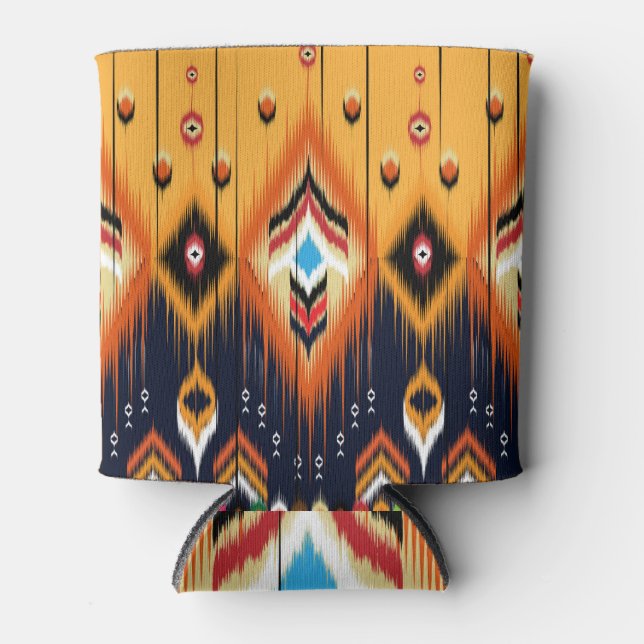 Ikat, tribal ethnic Aztec pattern. Can Cooler (Front)