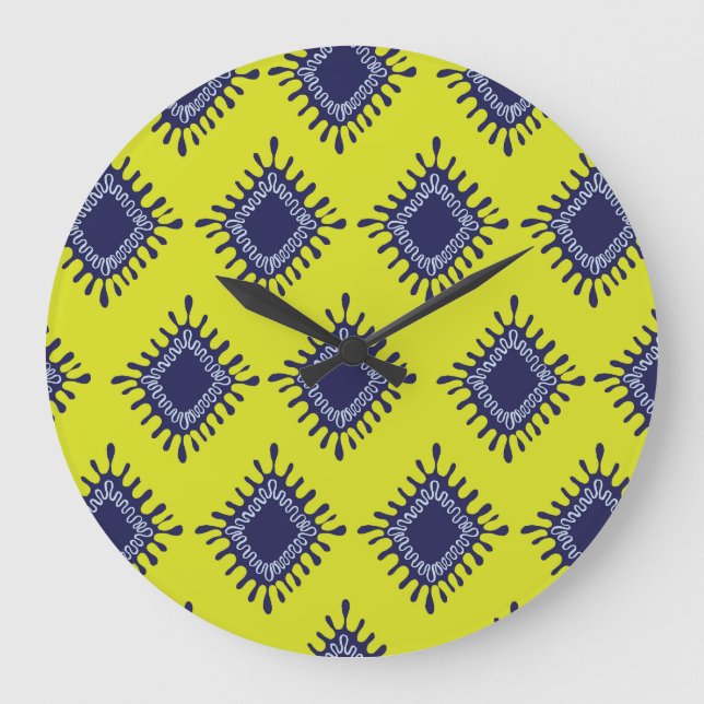 Ikat Tribal: Stylish Modern Pattern. Large Clock (Front)