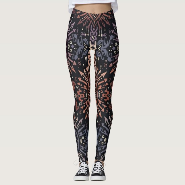 Ikat Tribal Warrior  Leggings (Front)
