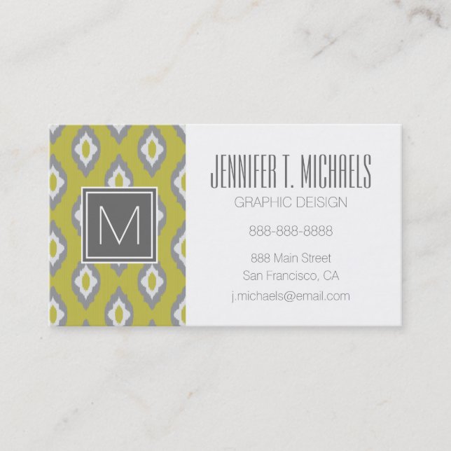 Ikat vintage pattern business card (Front)