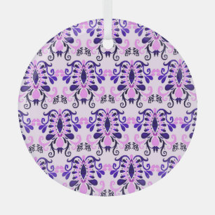 Ikat Watercolor: Tribal Ethnic Seamless Glass Tree Decoration