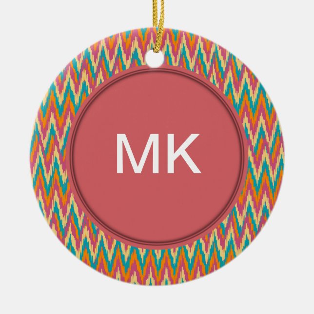iKat Zigzag Design Spice Colours Ceramic Tree Decoration (Front)