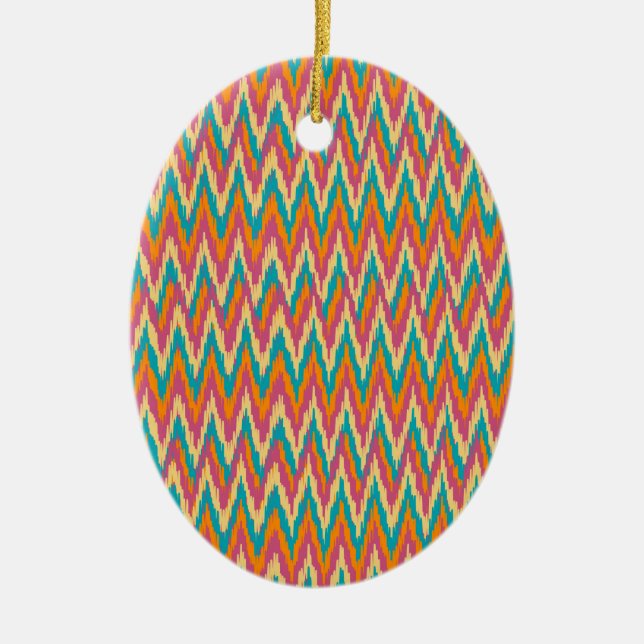 iKat Zigzag Design Spice Colours Ceramic Tree Decoration (Front)