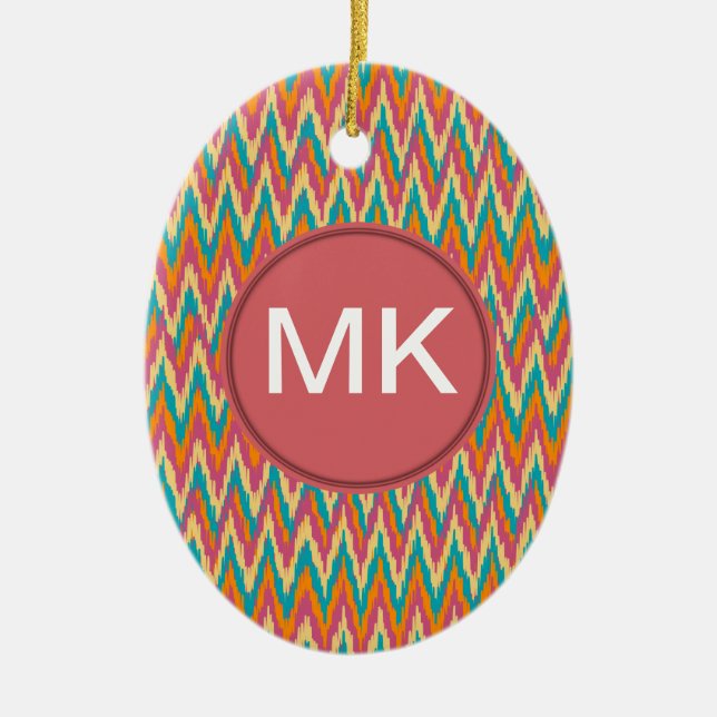 iKat Zigzag Design Spice Colours Ceramic Tree Decoration (Front)