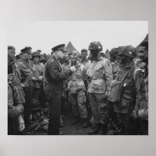 Ike Talking With Airborne On D-Day Poster