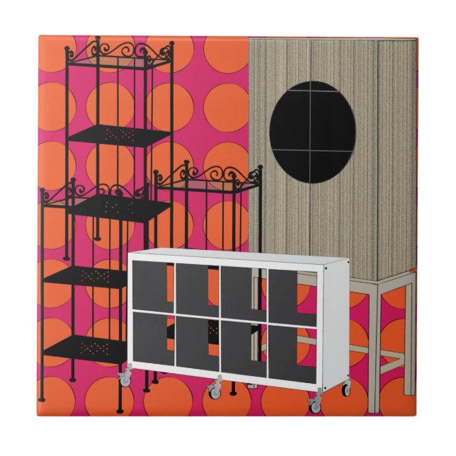 Ikea Furniture Shelves Orange Tile (Front)