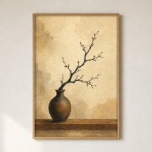 Ikebana Branch Watercolour Cottagecore Art Poster